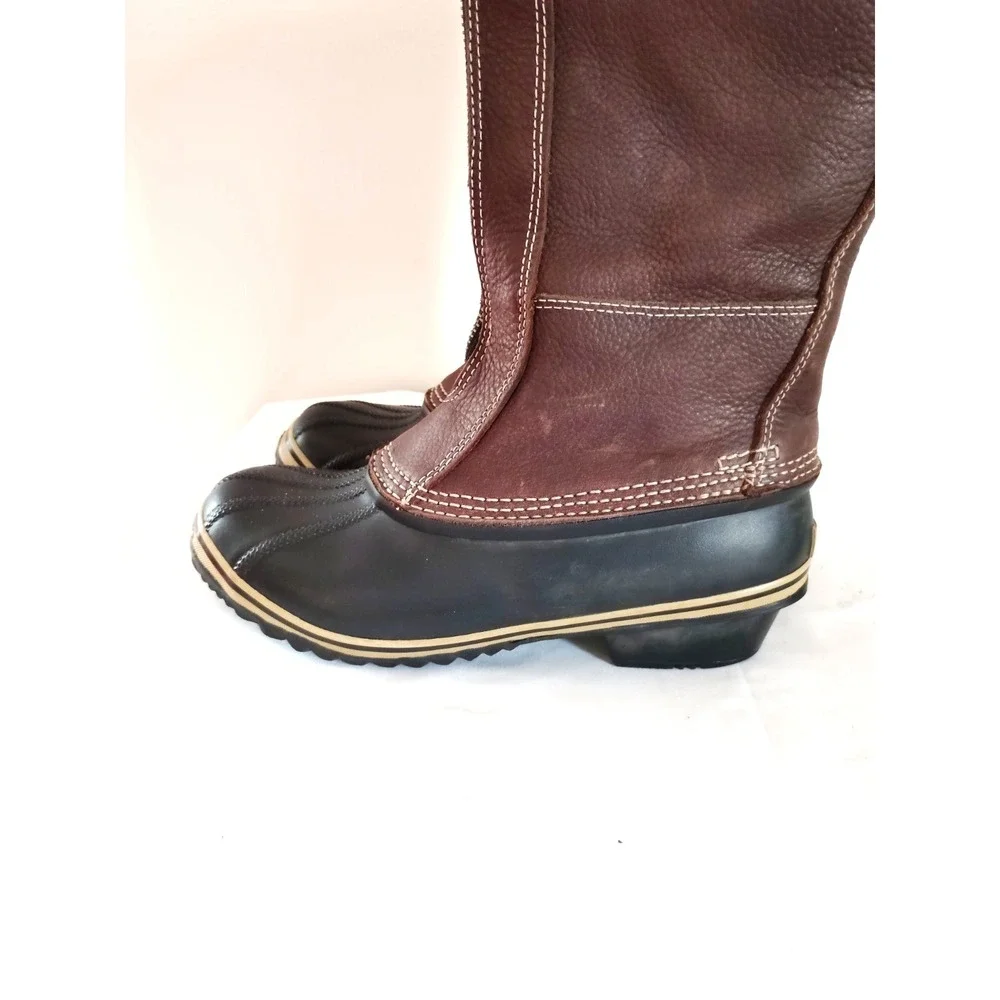 Sorel Brown Leather Rubber Duck Hunting Waterproof Winter Snow Boots Women 7.5